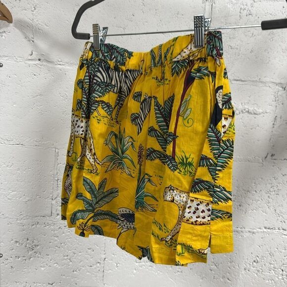 Yellow Tropical Print Button Down Shirt Shorts Set NEW Zebra Print Size Small - Picture 4 of 4